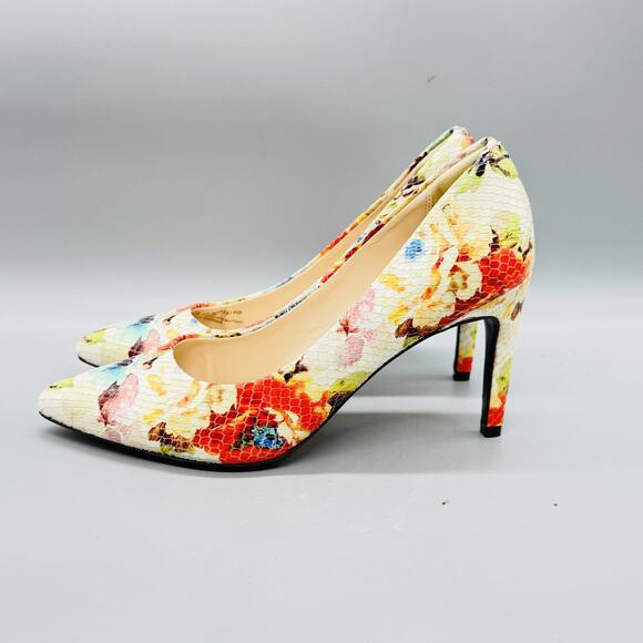 Cole Haan Shoes Womens 9.5 Multicolor Floral Leather Stiletto Pumps Pointed Toe - Picture 4 of 10